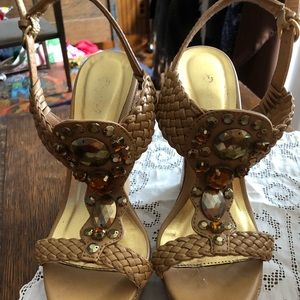 Platform heels with jewels and studs